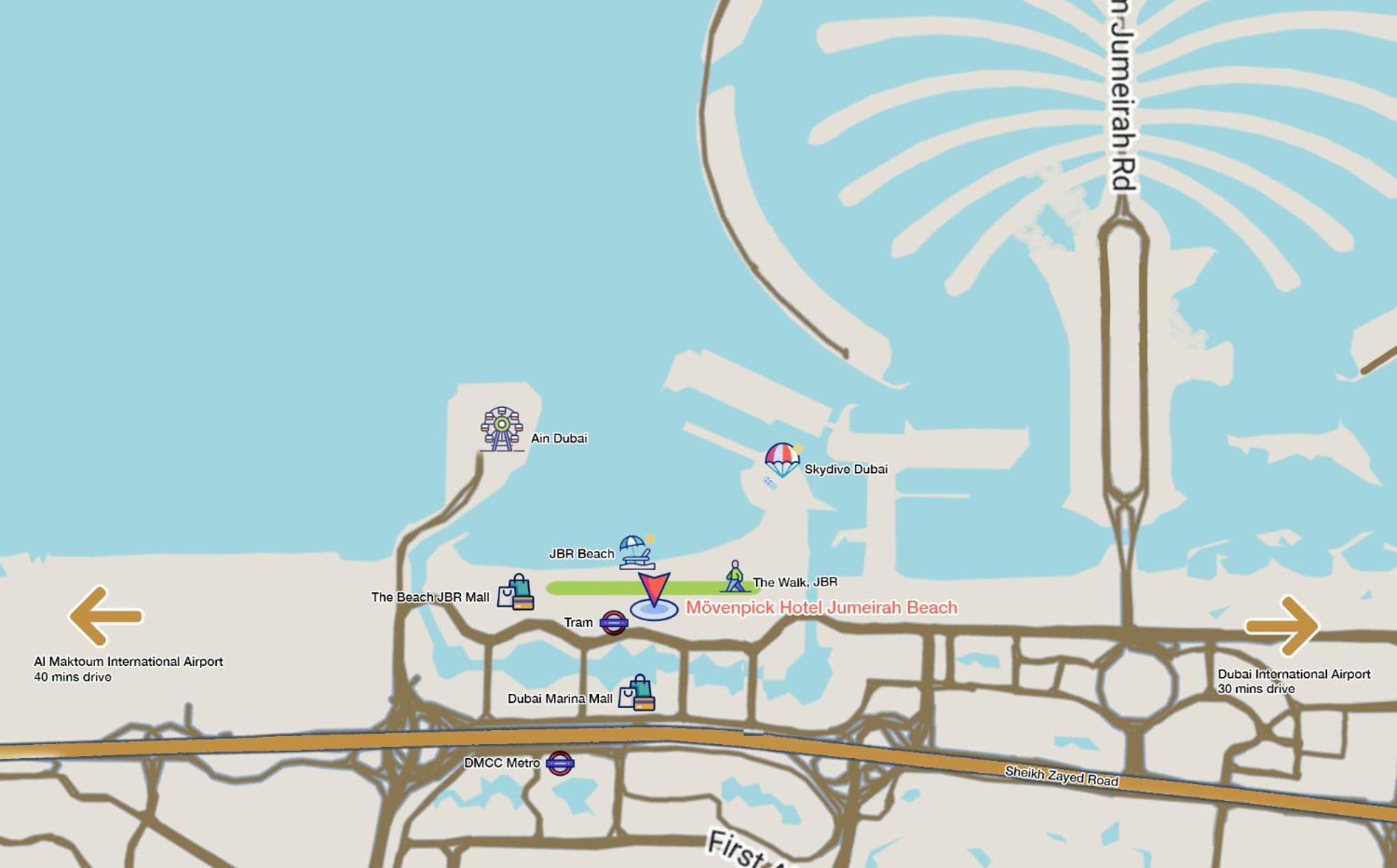 Mövenpick Hotel Jumeirah Beach Dubai Bagian luar foto Location of the station within Dubai